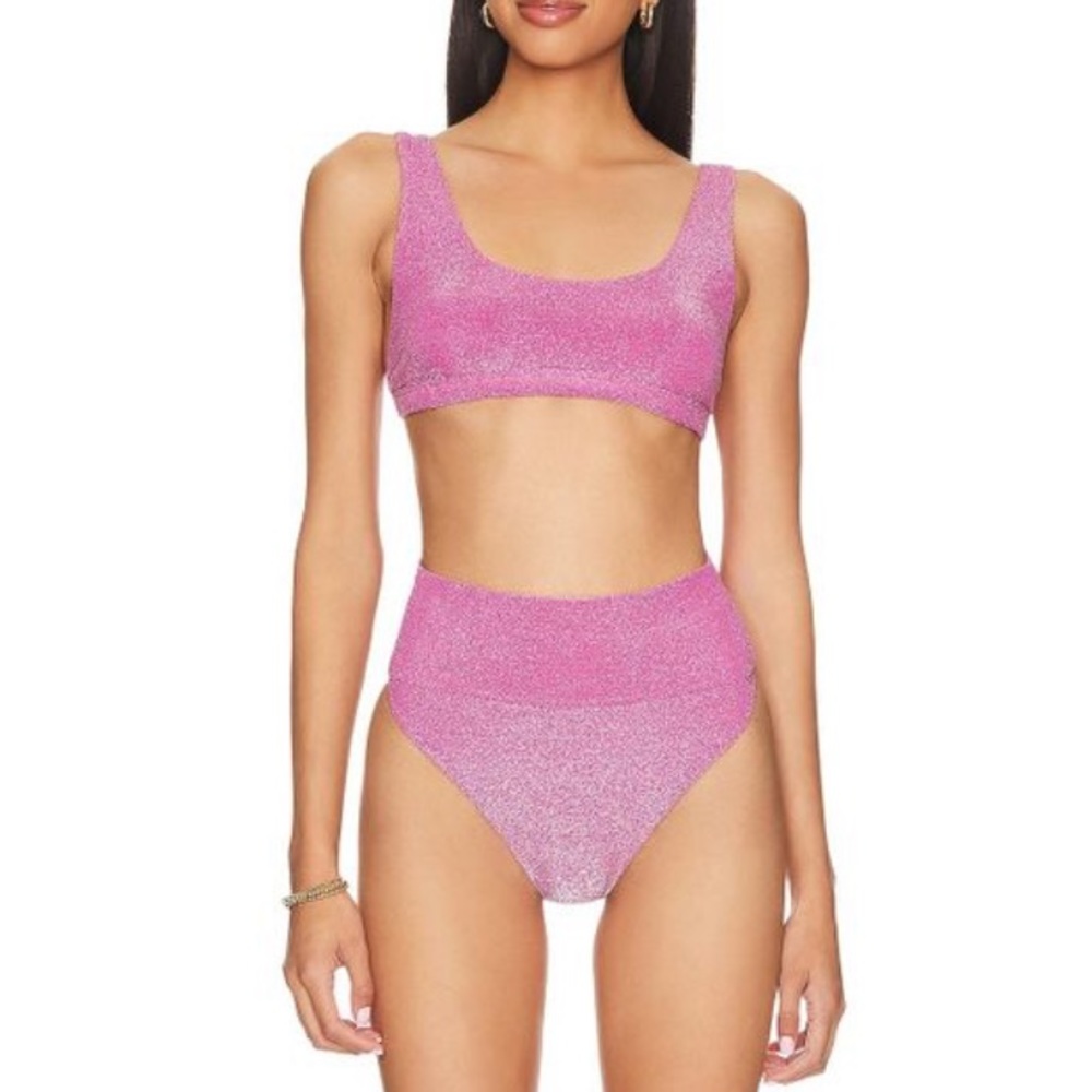 Brand New Beach Riot Pink Sparkle Bikini sz M